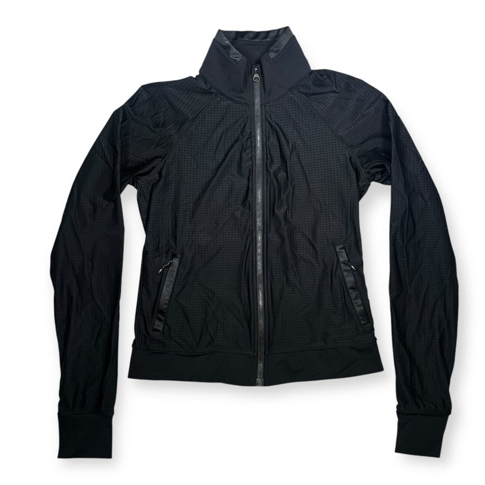 Lululemon Women's Perforated Jacket Size 4 Black Full Zip Lightweight Athletic